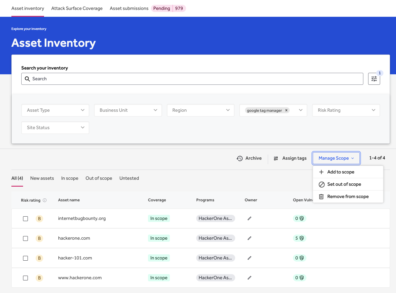 HackerOne Assets - Scope Management