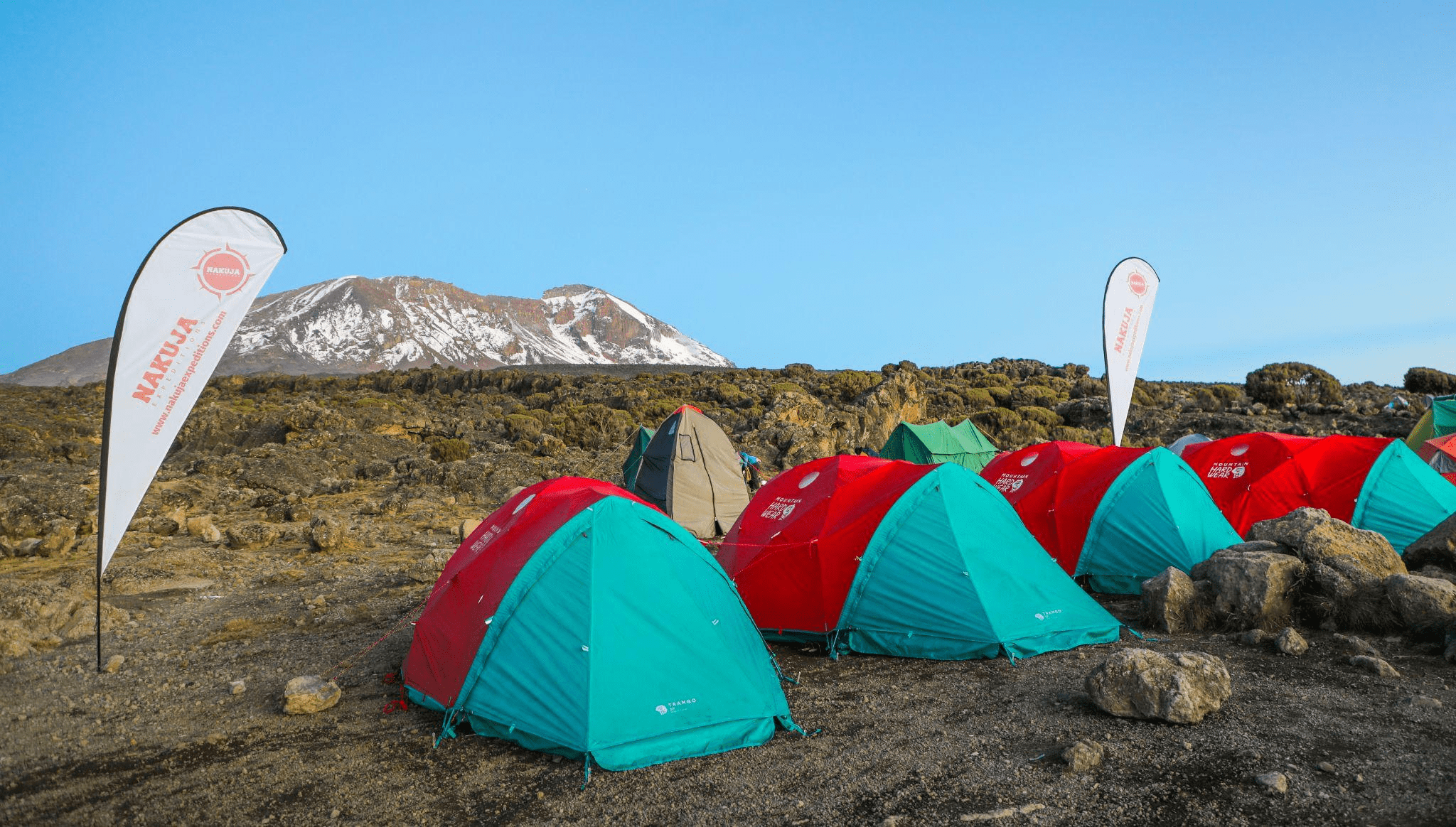 Camping at the foot of mountains